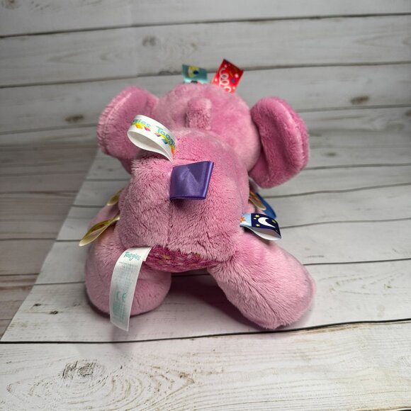 Taggies Pink Elephant Ribbon Tags Rattle Plush Stuffed Animal - Picture 4 of 9